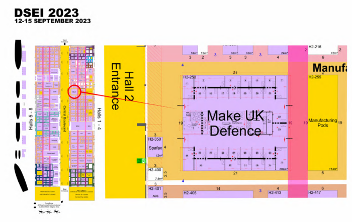Map showing DSEI stand location, stand 27